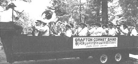 The band on the bandwagon for a parade from 1992 Grafton Cornet Band History